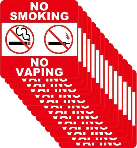 Buy No Smoking No Vaping Sign Label Sticker Set Of 15 Pack 5 Mil Vinyl