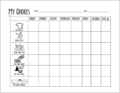 Free Printable Chore Chart For Preschoolers Preschool Chore Charts