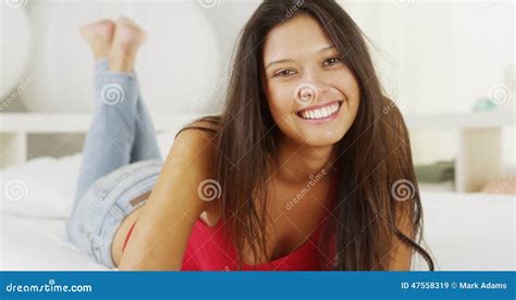 Cute Multi Ethnic Woman Smiling And Laughing At Camera Stock Image Image Of Homey Female