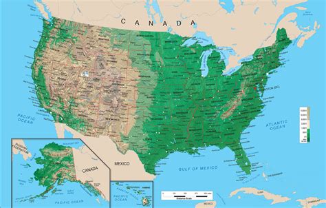 Map Of Usa With States And Capitals Labeled Topographic Map Images