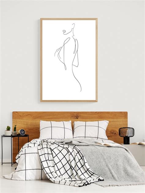 Woman One Line Drawing Female Figure Printable Wall Art Nude Etsy