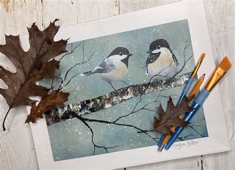 Learn To Paint Chickadees On Birch Video Tutorial Easy Etsy Canada