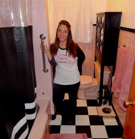 Pink and black bathroom decor. Sarah and Steve's easy breezy pink and black bathroom ...