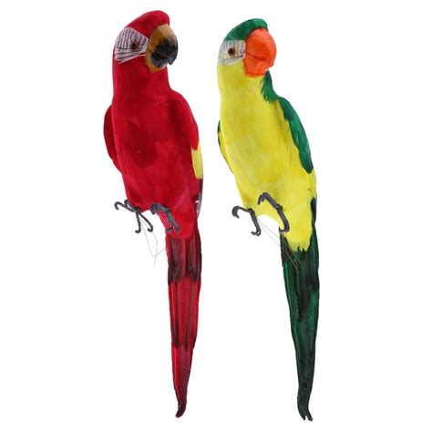 Garden Ornament Parrot Patio Decor Outdoor Artificial Animals Red