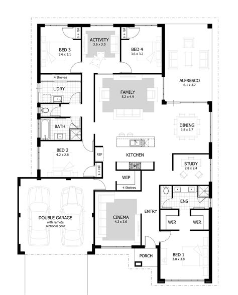 4 Bedroom Bungalow Floor Plan Floorplans Click