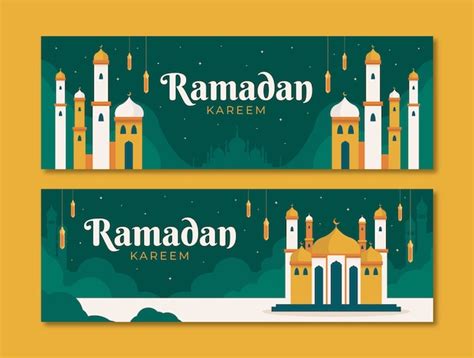 Free Vector Flat Ramadan Celebration Horizontal Banner Template