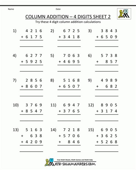 Grade 4 Addition Worksheets Math Worksheets Printable