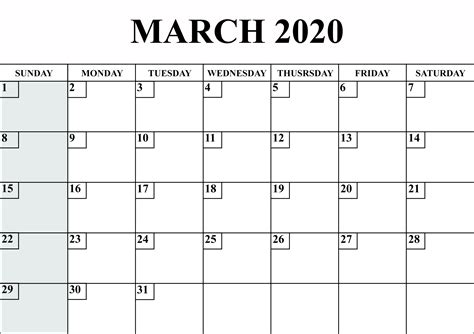 Free Blank March 2020 Calendar Printable In Pdf Word Excel