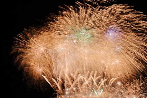 Festive Colorful Fireworks On Night Sky Background Celebratory Holiday