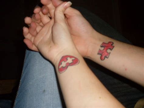 They tie in to eachother but in the same are very different. Missing Piece Matching Tattoo Design