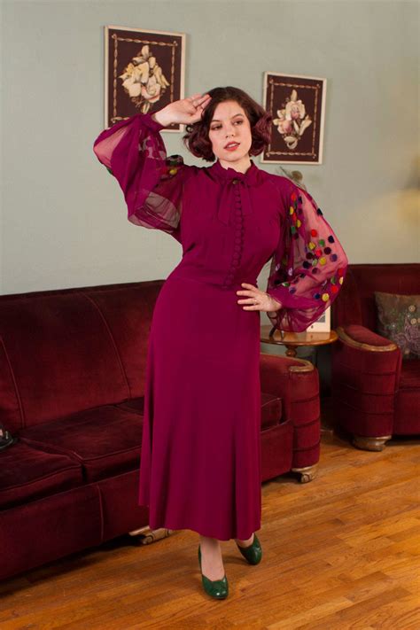 Vintage 1930s Dress Rare And Amazing Fuchsia Rayon Dress Etsy