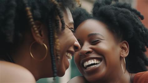 Premium Photo Two Women Laughing And Laughing One Of Them Has The Word Black On The Front