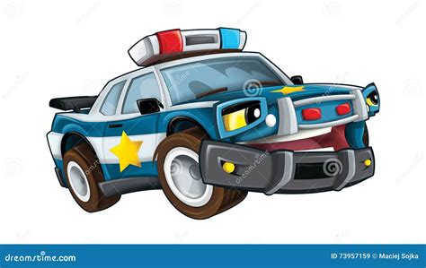 Cartoon Police Car Isolated Stock Illustration Illustration Of