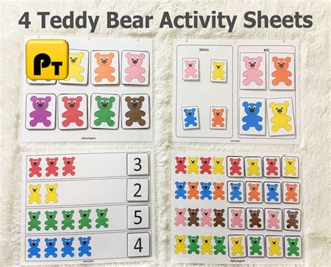 Teddy Bear Activity Sheets Printable Toddler Learning Folder Etsy