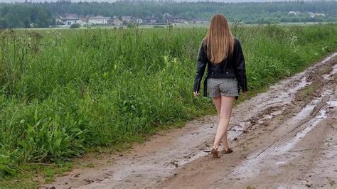 Aliona Is Walking Barefoot In Mud Barefoot Muddy Walk Muddy Feet