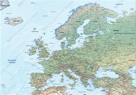 A Physical Map Of Europe