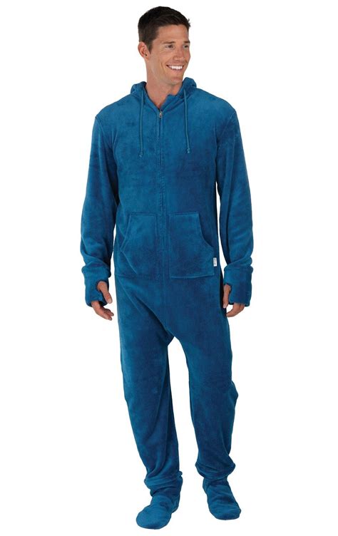 Hoodie Footie For Men Blue In Mens Hoodie Footie Pajama Onesies