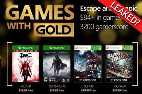Xbox One Games With Gold October 2017 When Are Microsofts Free Xbox