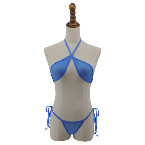 Sherrylo Fishnet Bikini Sheer Mini Micro Bikinis See Thru Wrap Around Top Brazilian G String