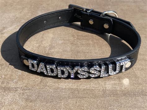 daddys slut rhinestone choker sparkly red bdsm collar daddy s litt cat house riot