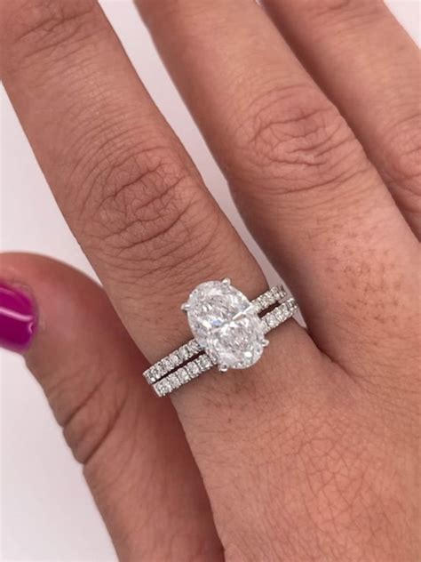 3 Carat Lab Grown Oval Diamond Engagement Ring Set Matching Etsy