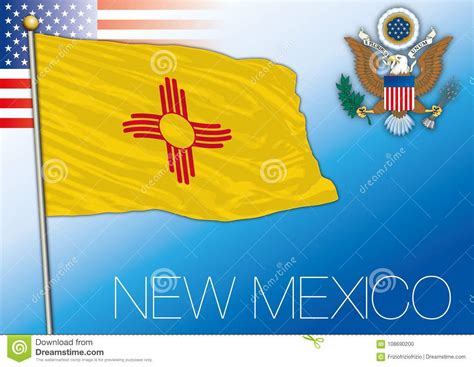 New Mexico Federal State Flag United States Stock Vector