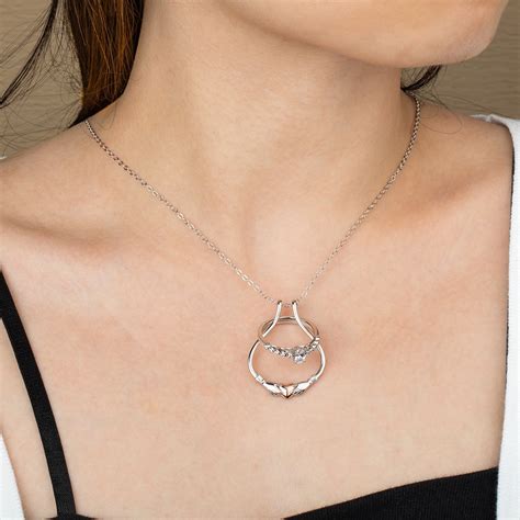 Ring Holder Necklace With Claddagh Heart Sterling Silver Ring Keeper