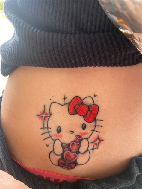 Hello Kitty Tattoo On Stomach