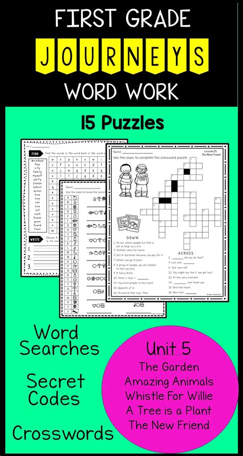 First Grade Journeys Word Work Puzzles Unit 5 Word Work Journeys