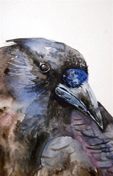 Crow Watercolor Original Painting Bird Watercolor Painting Etsy