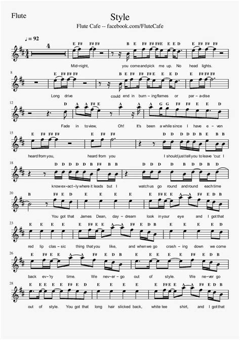 Flute Cafe Style Flute Sheet Music