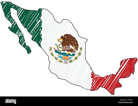 México Mapa Boceto Dibujados A Mano Ilustración Del Concepto De Vector
