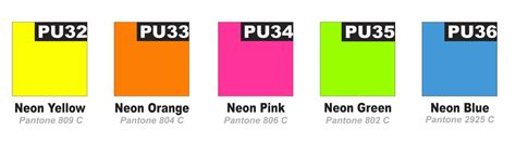 Pantone Neon Color Chart
