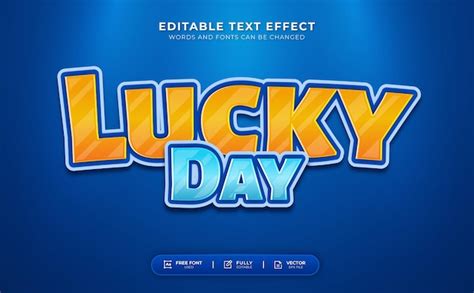 Premium Vector Lucky Day Editable Text Effect