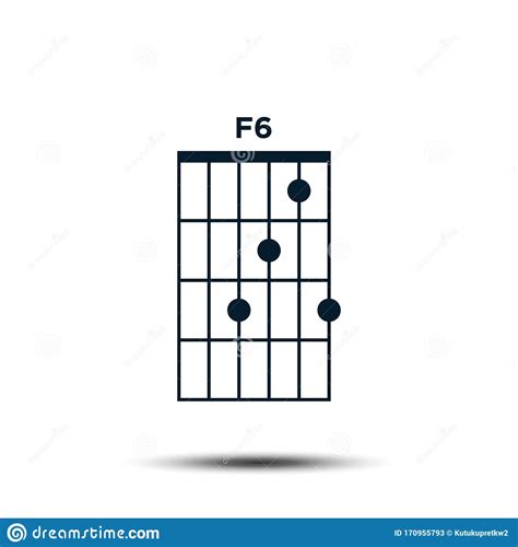 F6 Basic Guitar Chord Chart Icon Vector Template Stock Vector
