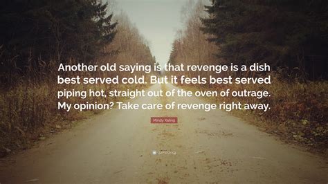 Mindy Kaling Quote “another Old Saying Is That Revenge Is A Dish Best Served Cold But It Feels