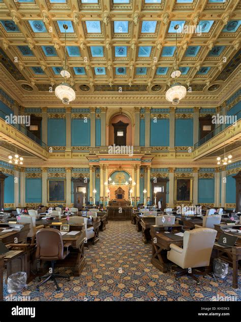 Senate Chamber Of The Michigan State Capitol In Lansing Michigan Stock
