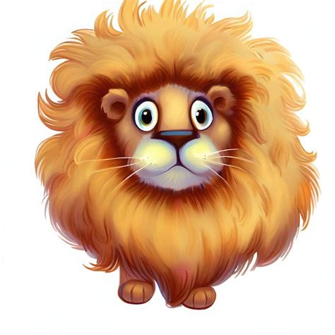 Premium Ai Image A Cartoon Lion With A Yellow Mane And A White Face