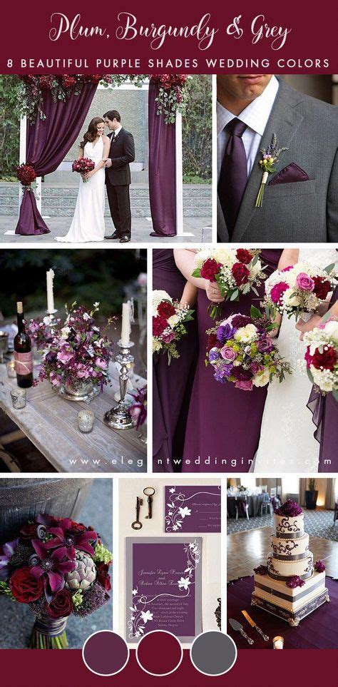 plum burgundy and charcoal grey fall and winter wedding color palette wedding colors purple