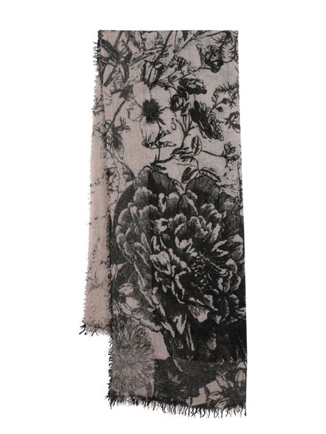 Faliero Sarti Floral Print Fine Knit Scarf Farfetch