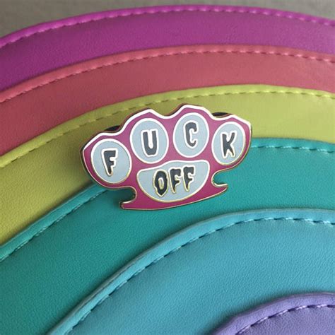 Fuck Off Brass Knuckles Enamel Pin Radical Buttons