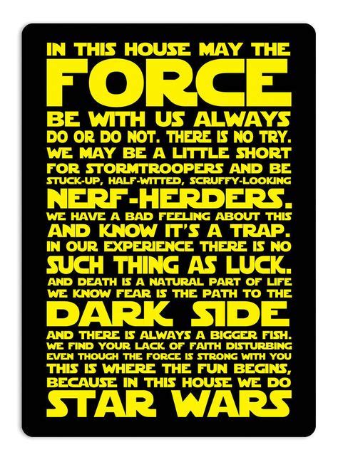 Small In This House We Do Star Wars Yellow Metal Wall Plaque Art Sign