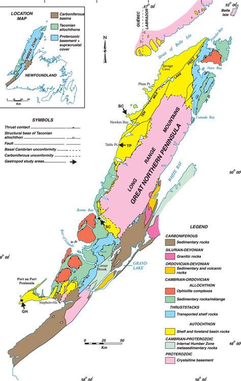 Geology Map Of Western Newfoundland Showing The Main Geological
