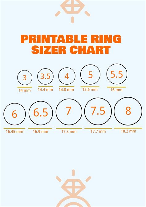 Personal Printable Ring Sizer Chart Template In Illustrator Pdf