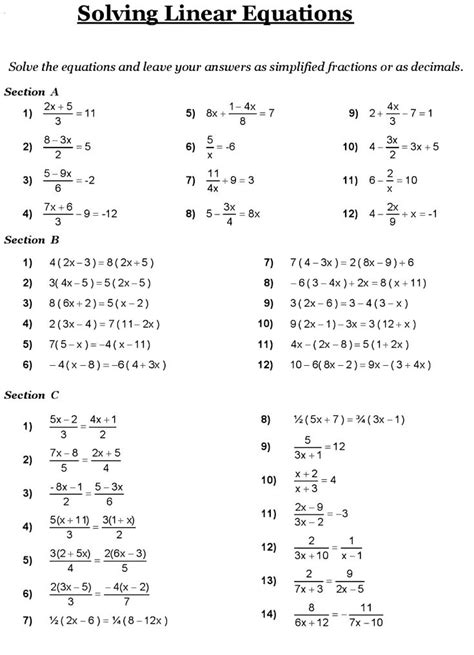 Solving Equations 8th Grade Worksheet
