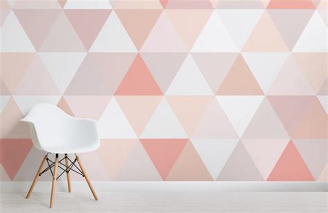 Pink Triangle Pattern Wallpaper Mural Murals Wallpaper