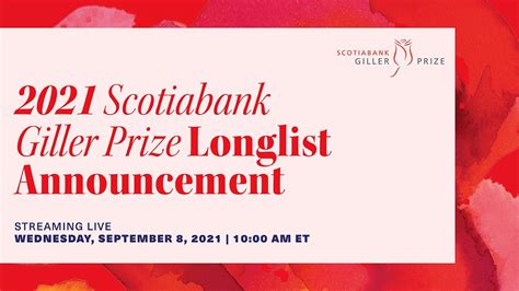 2021 Scotiabank Giller Prize Longlist Announcement Youtube