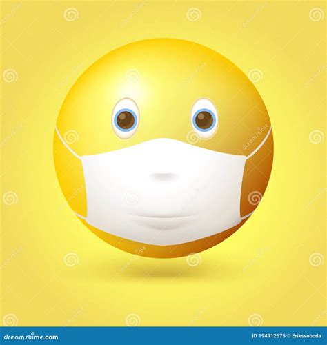 Emoji Emoticon With Medical Mask Over Mouth And Nose Vector 3d