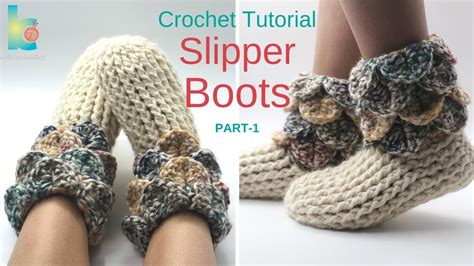 How To Crochet Slipper Boots Part 1 Youtube