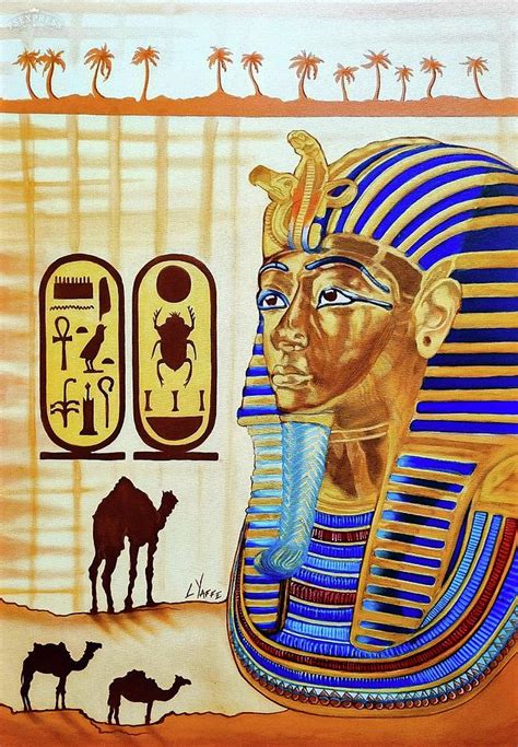 King Tutankhamun And Cartouche Painting By Loraine Yaffe Pixels Merch